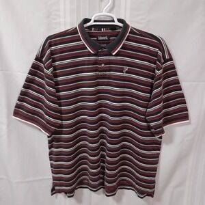 Ashworth‎ Polo Shirt Mens XL Burgundy Striped AM2838 Short Sleeve Golf Cotton